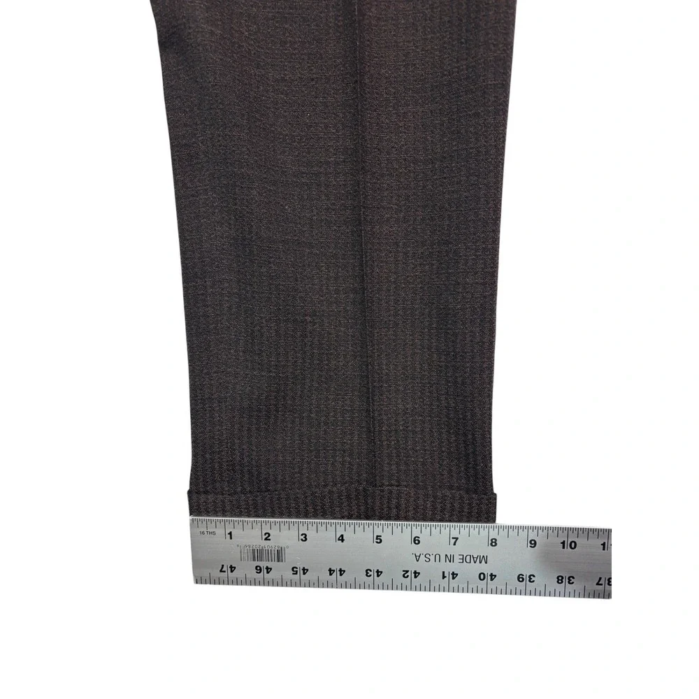vtg 60s Bespoke 40R 32x30 Brown Stripe 2pc Pant Suit Wool Pleated High Waisted